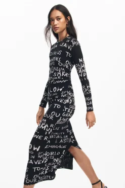 Roupa De Malha|Vestidos E Macacões<Desigual Vestido midi com frases