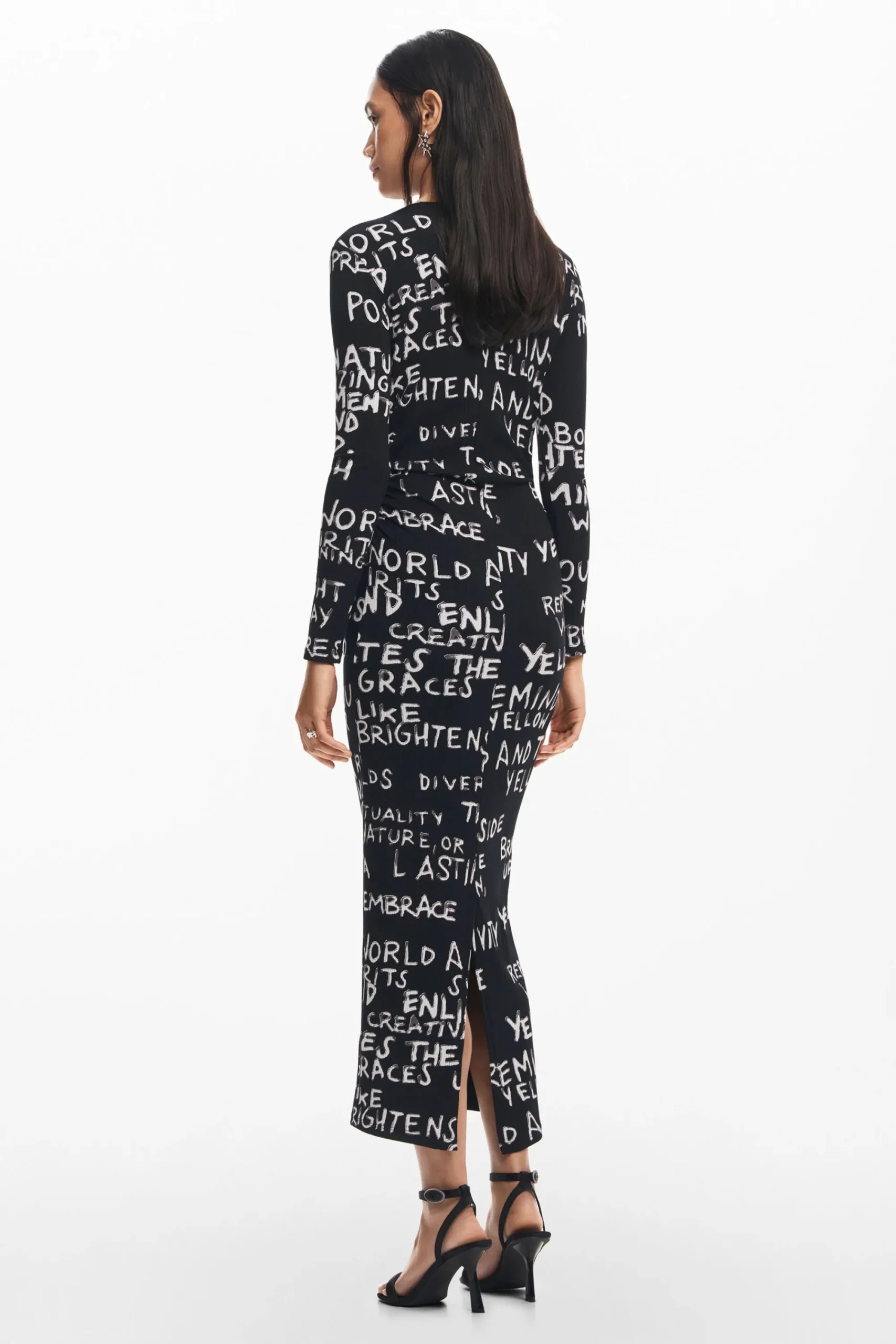 Roupa De Malha|Vestidos E Macacões<Desigual Vestido midi com frases