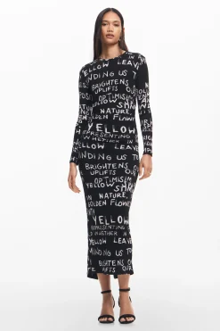 Roupa De Malha|Vestidos E Macacões<Desigual Vestido midi com frases