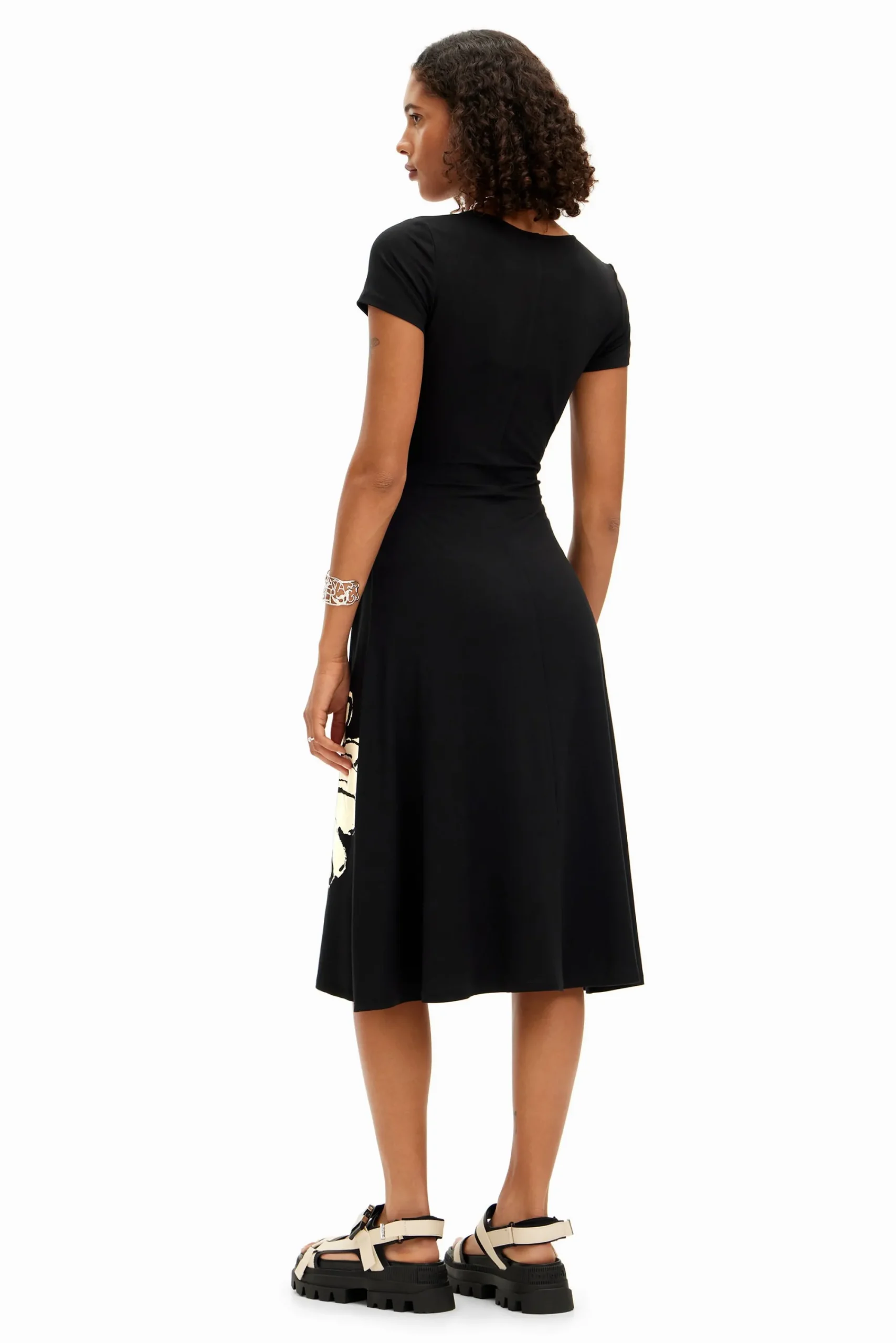 Vestidos E Macacões<Desigual Vestido midi de manga curta com decote e margaridas.