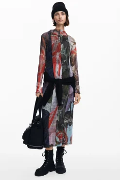 Vestidos E Macacões<Desigual Vestido midi de tul estampado