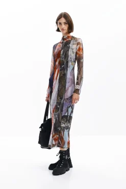 Vestidos E Macacões<Desigual Vestido midi de tul estampado
