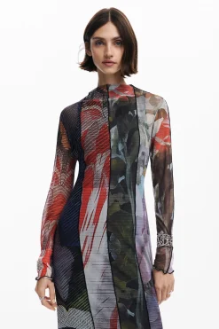 Vestidos E Macacões<Desigual Vestido midi de tul estampado