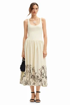 Vestidos E Macacões<Desigual Vestido midi evasê flores