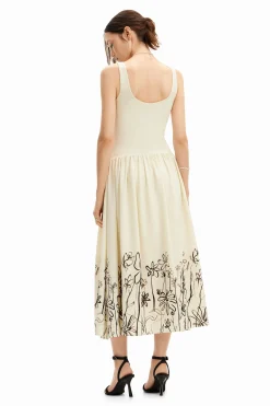 Vestidos E Macacões<Desigual Vestido midi evasê flores