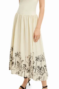Vestidos E Macacões<Desigual Vestido midi evasê flores