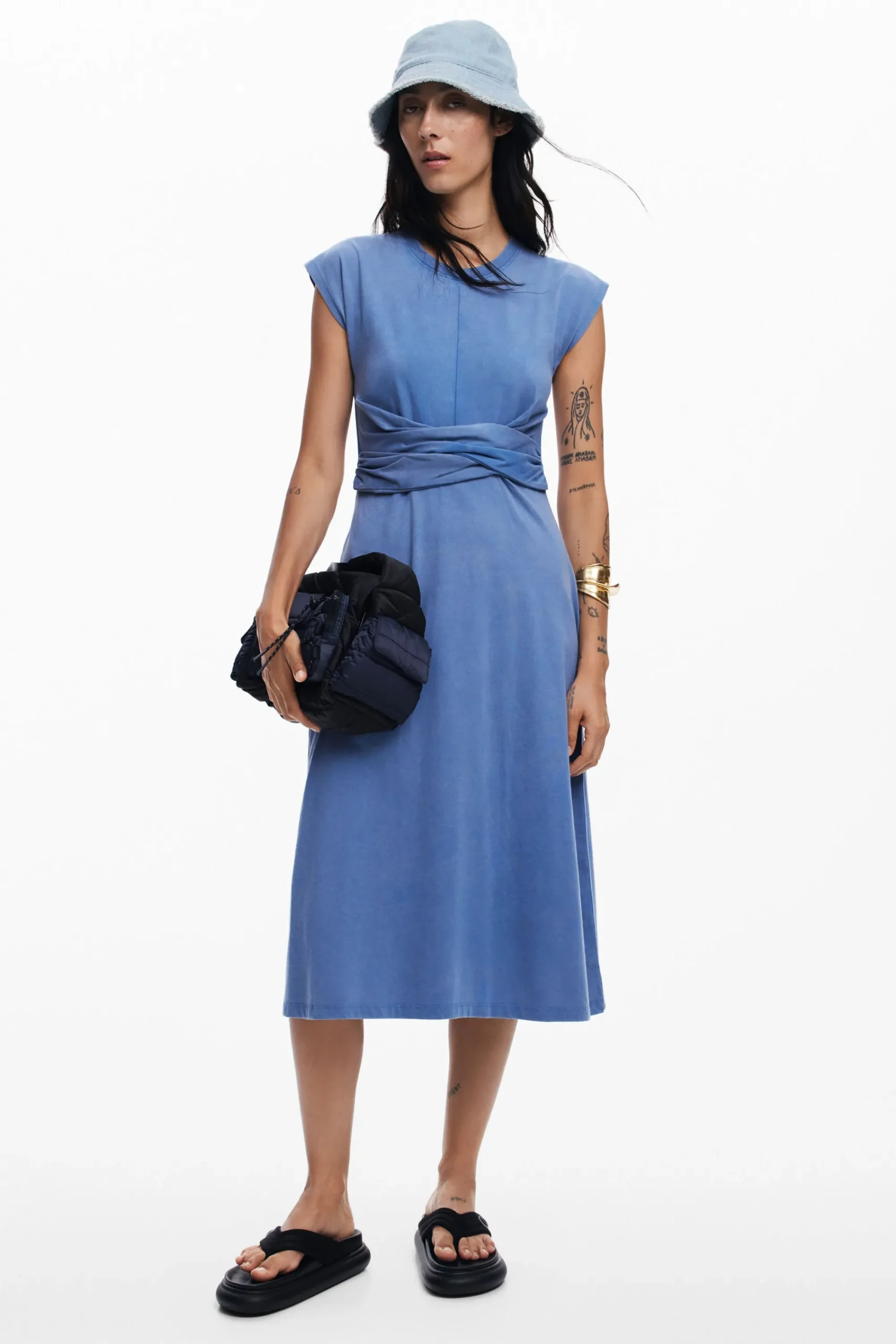Vestidos E Macacões<Desigual Vestido midi franzido