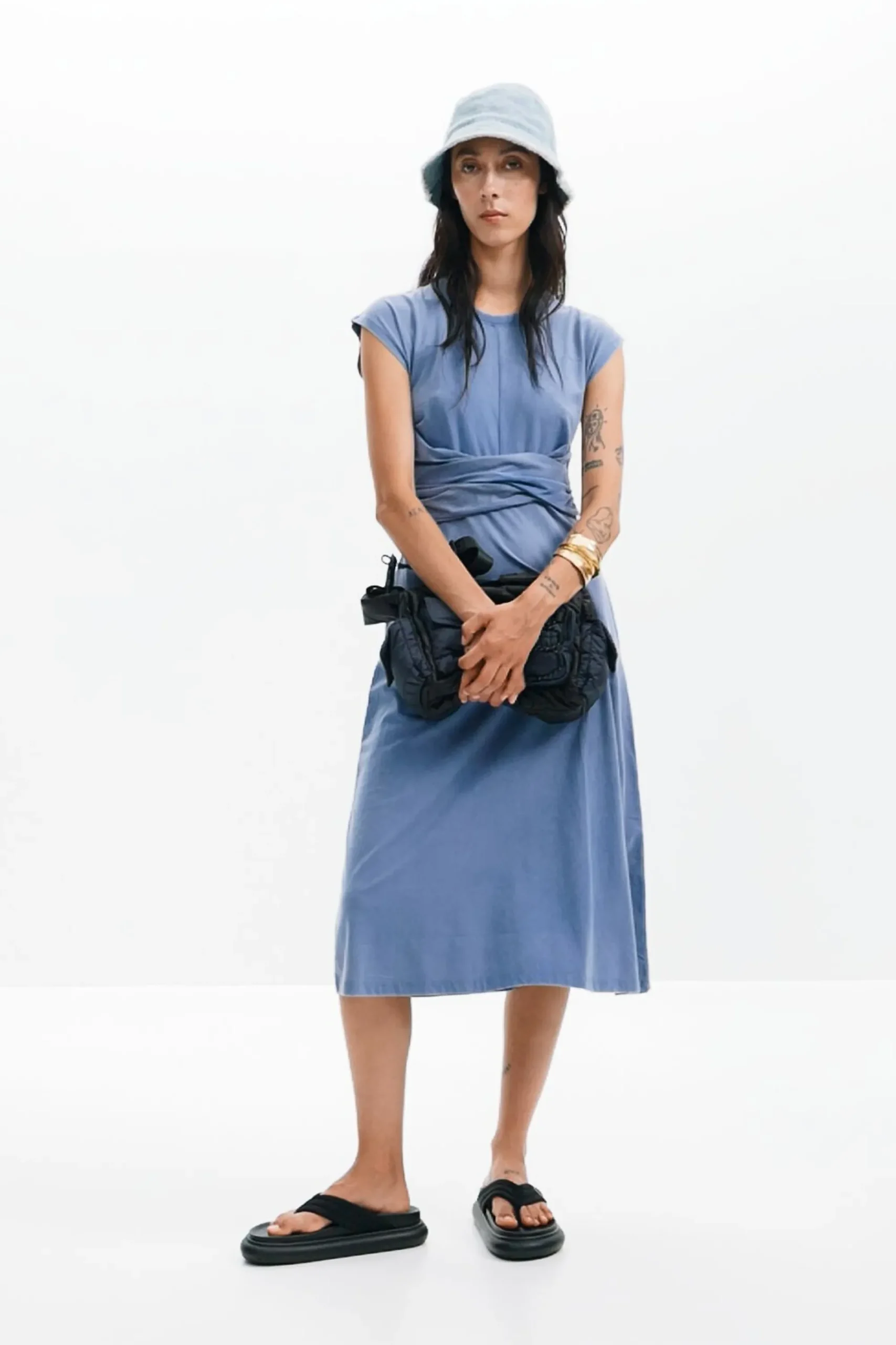 Vestidos E Macacões<Desigual Vestido midi franzido