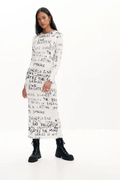 Roupa De Malha|Vestidos E Macacões<Desigual Vestido midi frase