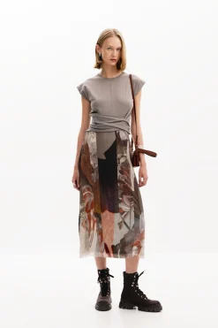 Vestidos E Macacões<Desigual Vestido midi híbrido flores