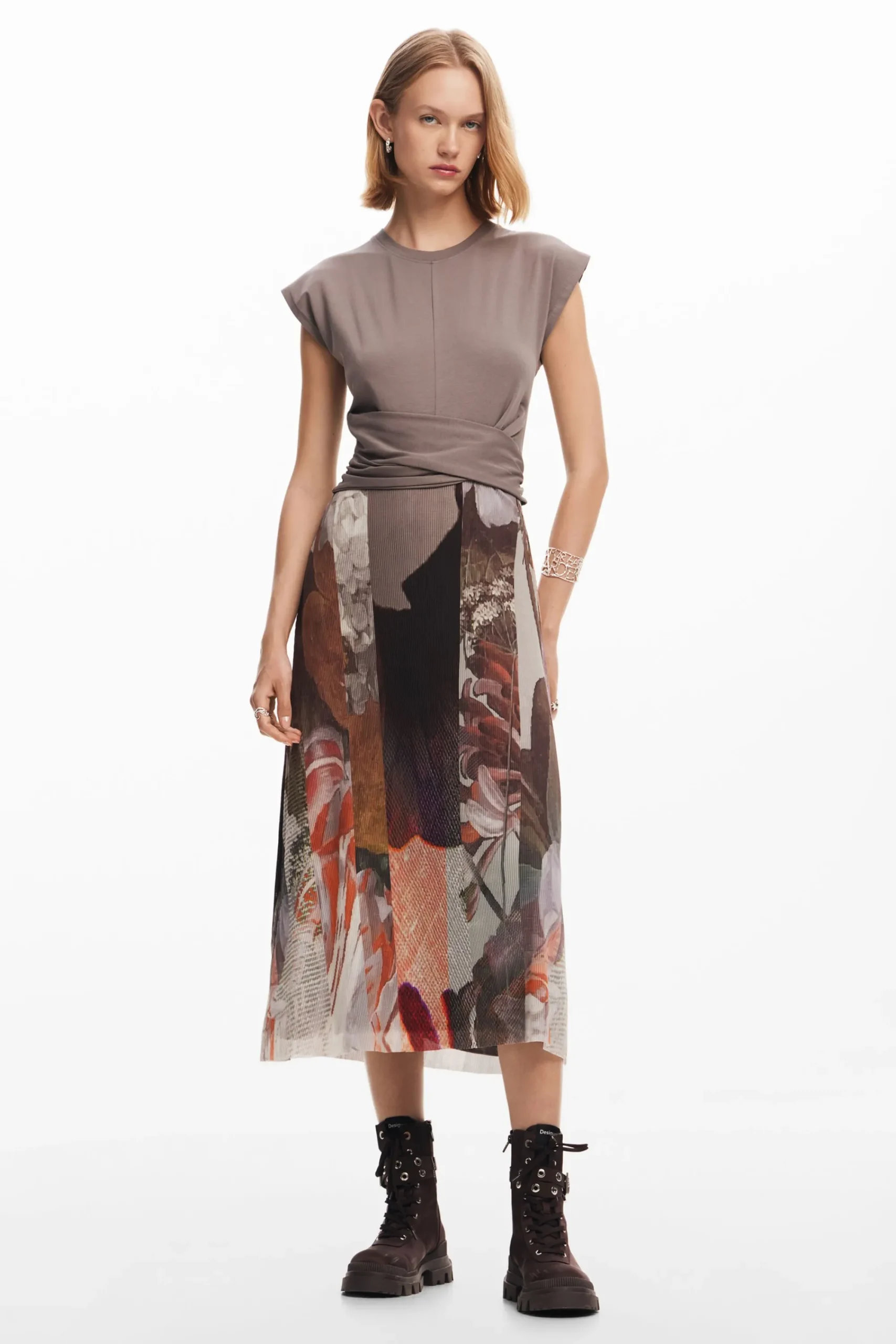 Vestidos E Macacões<Desigual Vestido midi híbrido flores