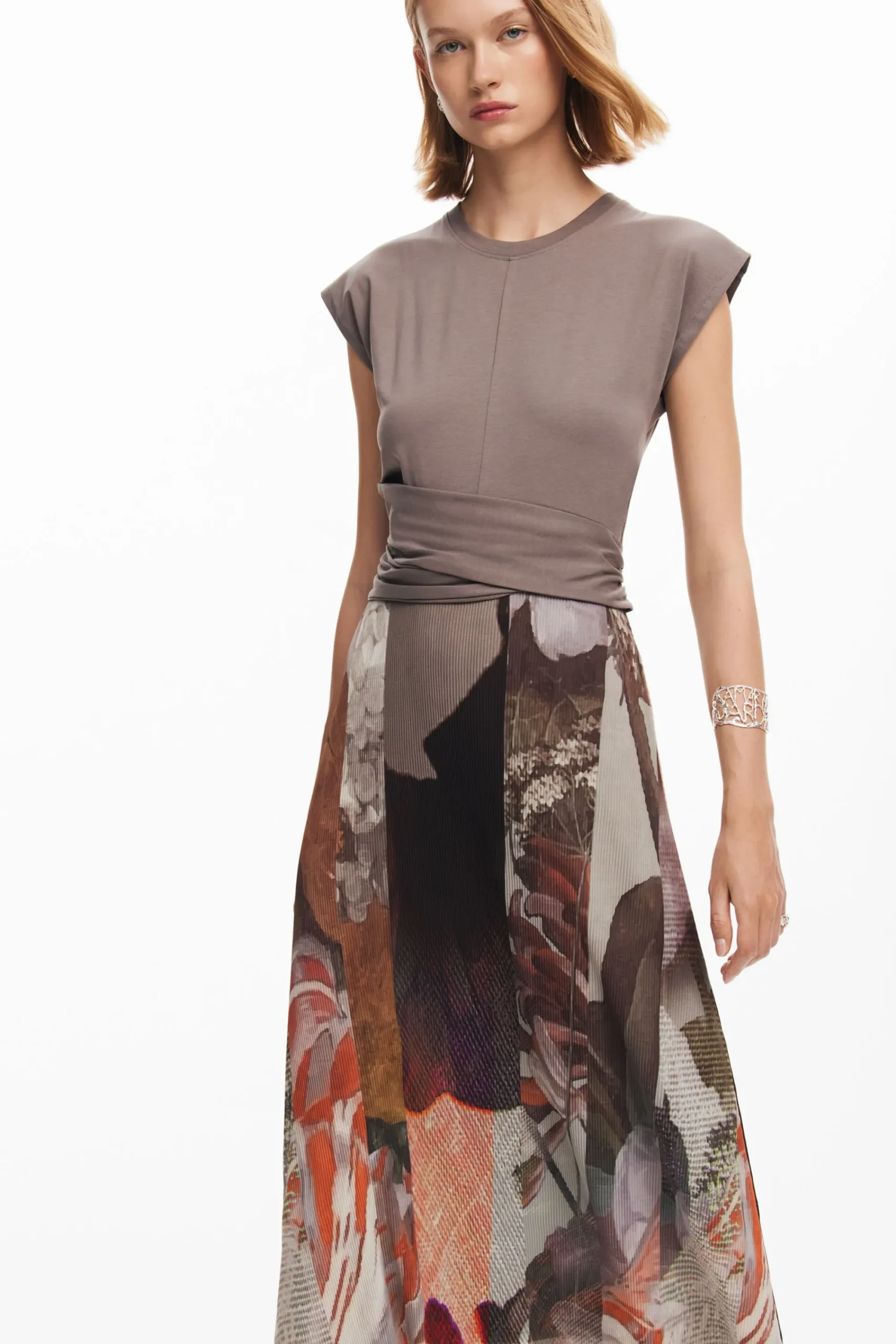 Vestidos E Macacões<Desigual Vestido midi híbrido flores