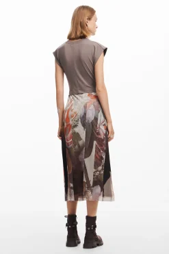 Vestidos E Macacões<Desigual Vestido midi híbrido flores