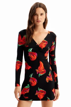 Vestidos E Macacões<Desigual Vestido mini canelado flores